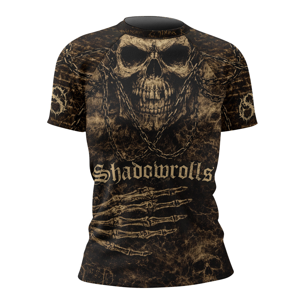 Shadowrolls Skull Chain Women's Rash Guard Short Sleeve - front view mockup