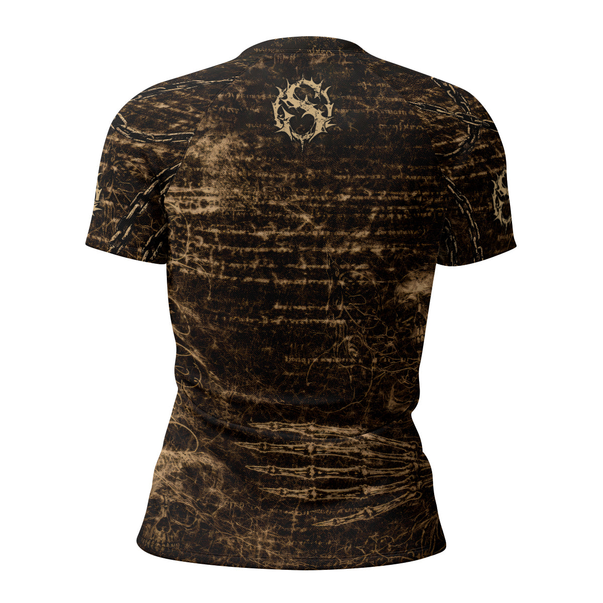 Shadowrolls Skull Chain Women's Rash Guard Short Sleeve - back view mockup