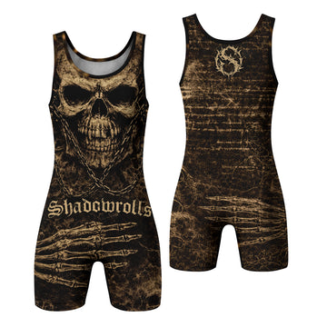 Shadowrolls Skull Chain Wrestling Singlet - front and back view