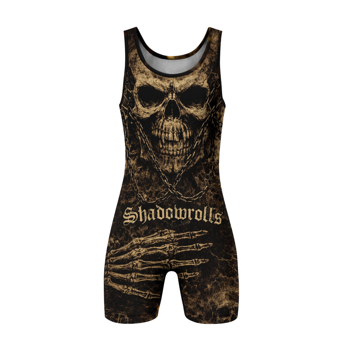 Shadowrolls Skull Chain Wrestling Singlet - front and back view