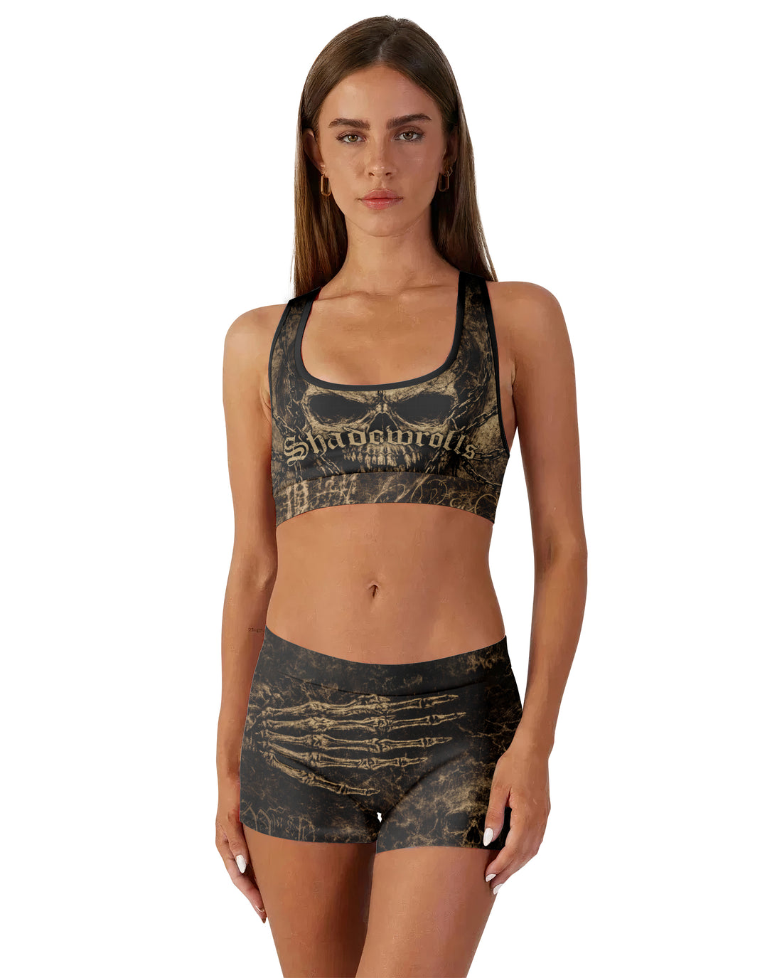 Shadowrolls Skull Chain Women's Workout Set - front lifestyle view