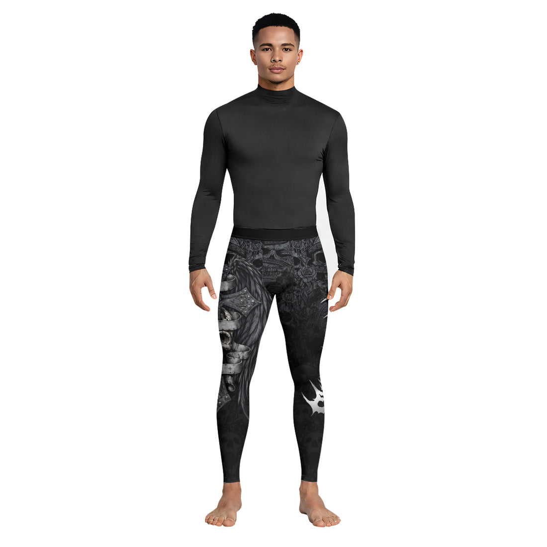 Angelic Skull Gothic Cross Men's Leggings - lifestyle view