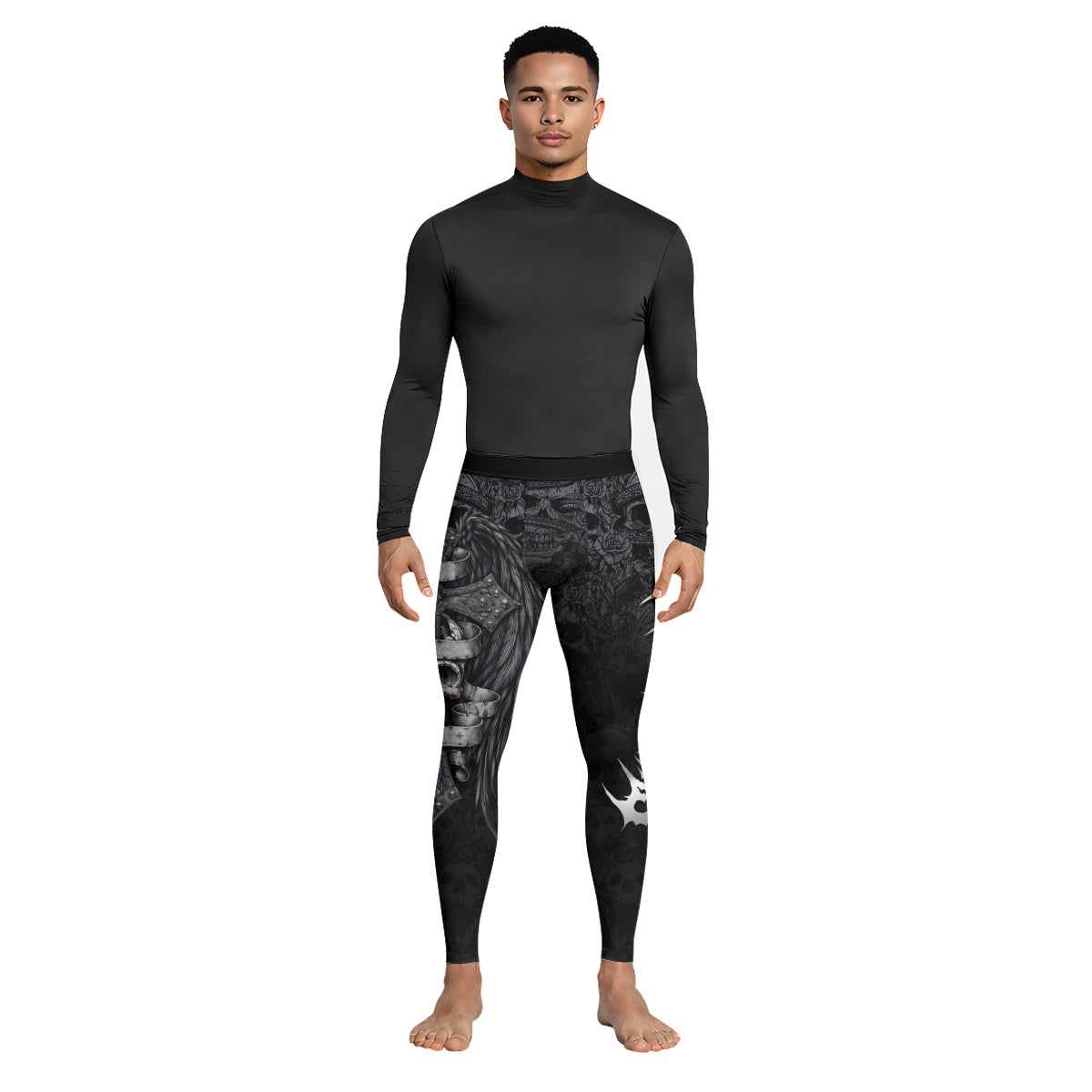 Angelic Skull Gothic Cross Men's Leggings - lifestyle view