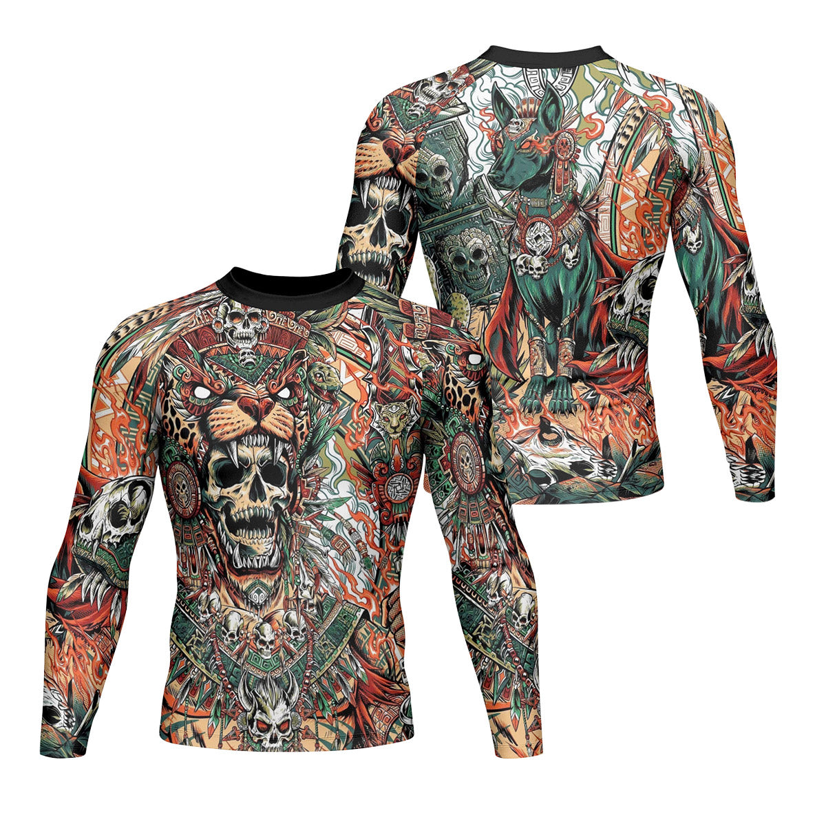 Jaguar Heir Men's Rash Guard Long Sleeve – front and back view