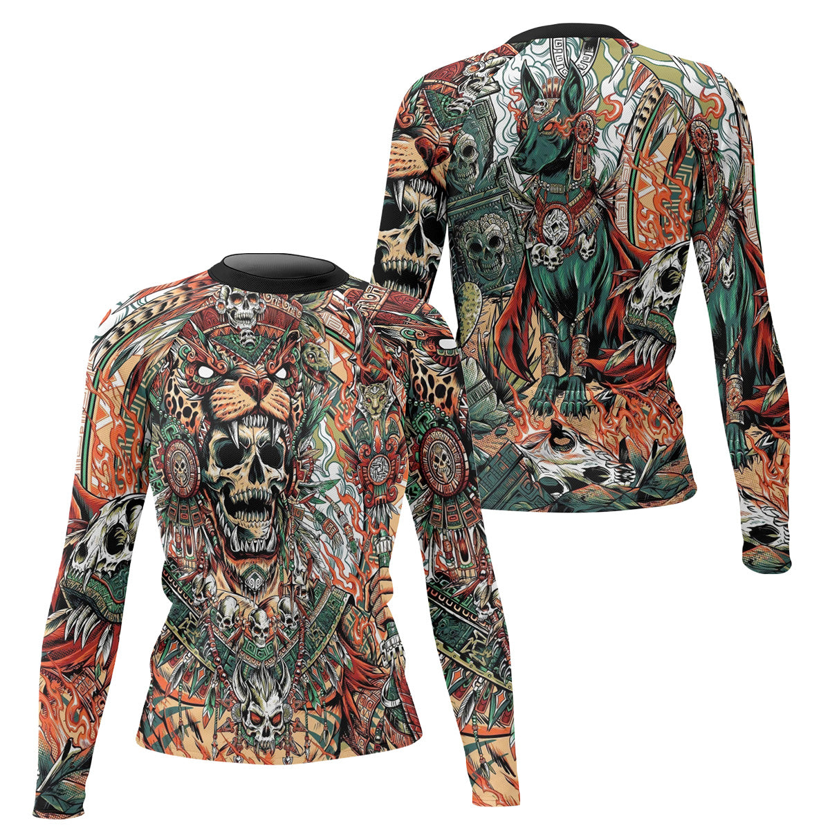 Jaguar Heir Women's Rash Guard Long Sleeve – front and back view