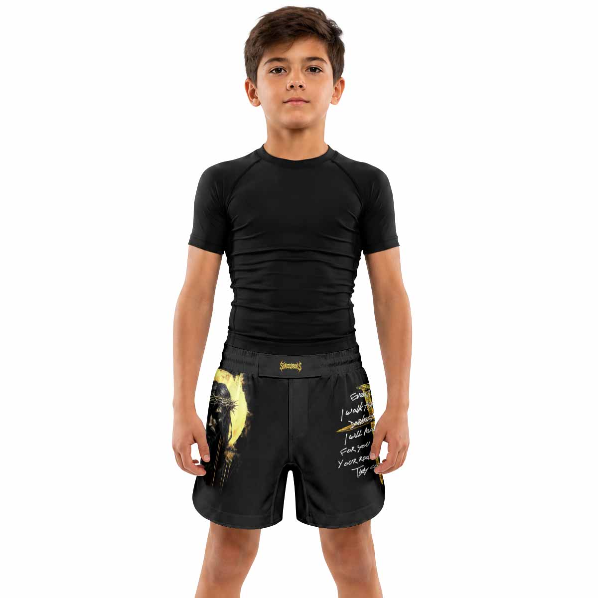 Psalm 23:4 No Evil Shall I Fear Kids Grappling Shorts - lifestyle