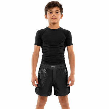 Savage Winged Skull Kids Grappling Shorts - lifestyle