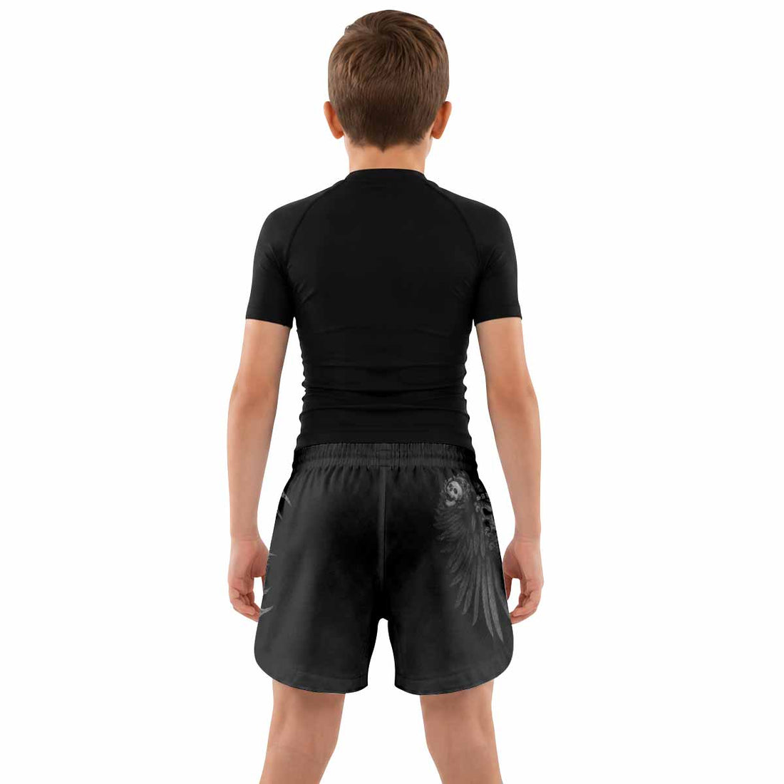 Savage Winged Skull Kids Grappling Shorts - lifestyle