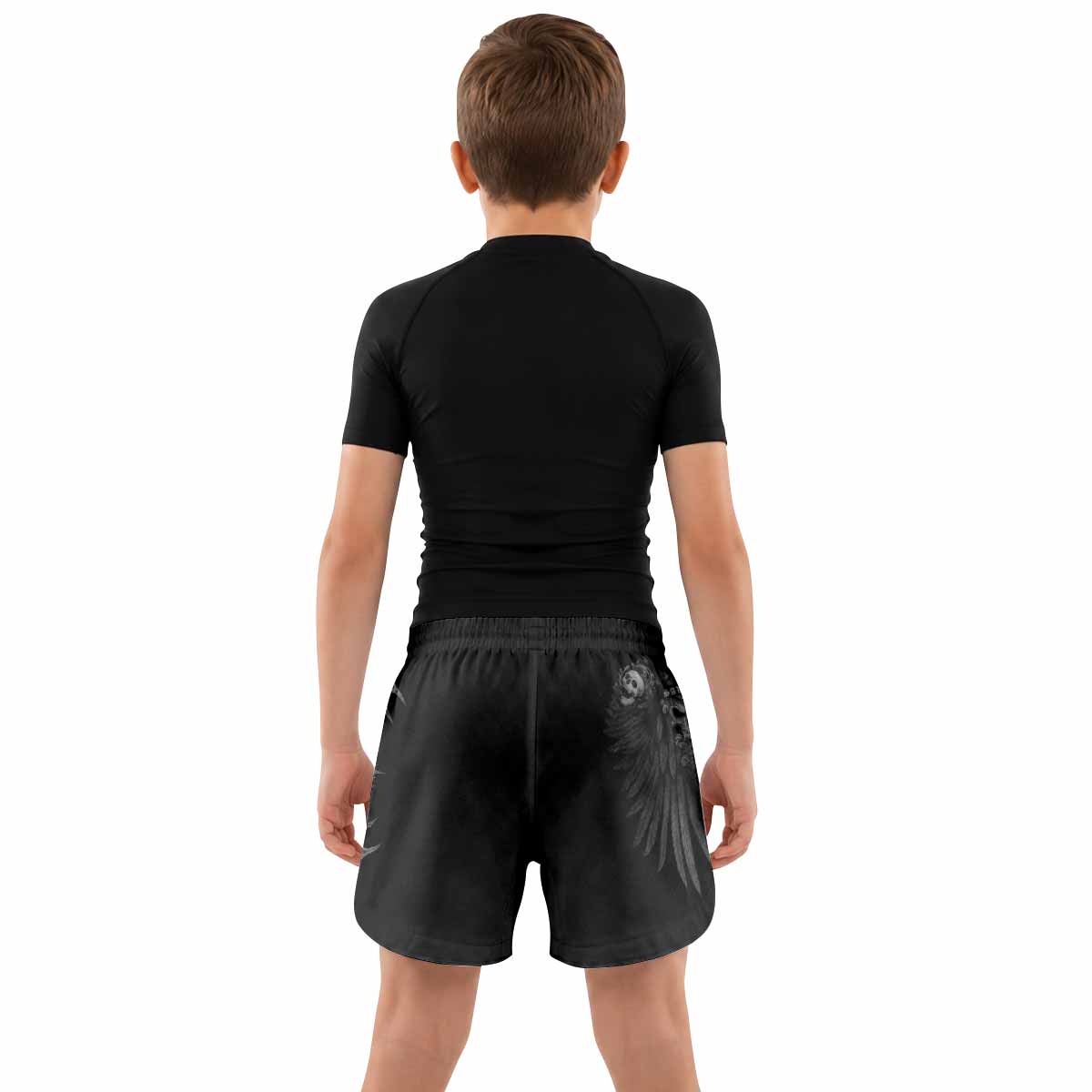 Savage Winged Skull Kids Grappling Shorts - lifestyle
