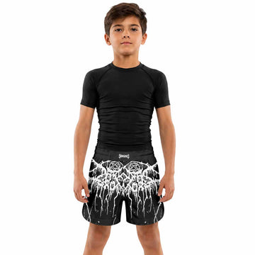 Darkthrone Under a Funeral Moon Kids Grappling Shorts - lifestyle