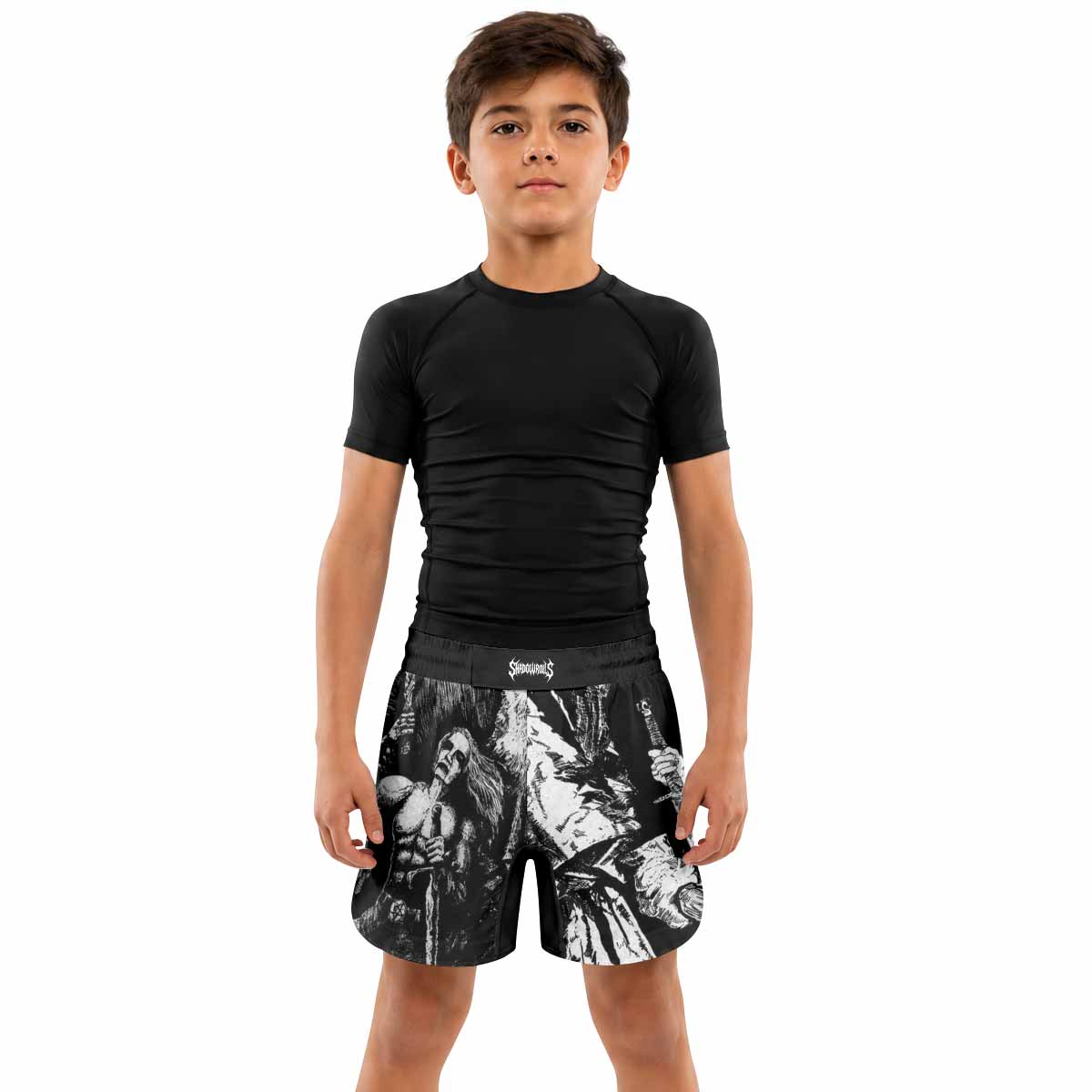 Graveland Carpathian Wolves Kids Grappling Shorts - lifestyle