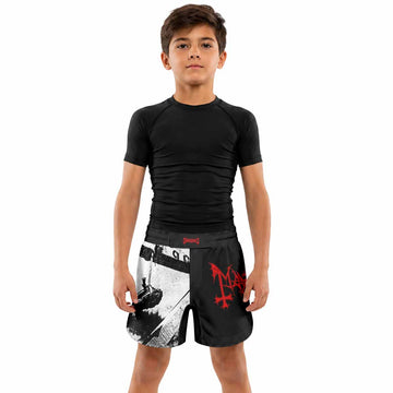 Mayhem Deathcrush No Fun No Core No Mosh No Trends Kids Grappling Shorts - lifestyle