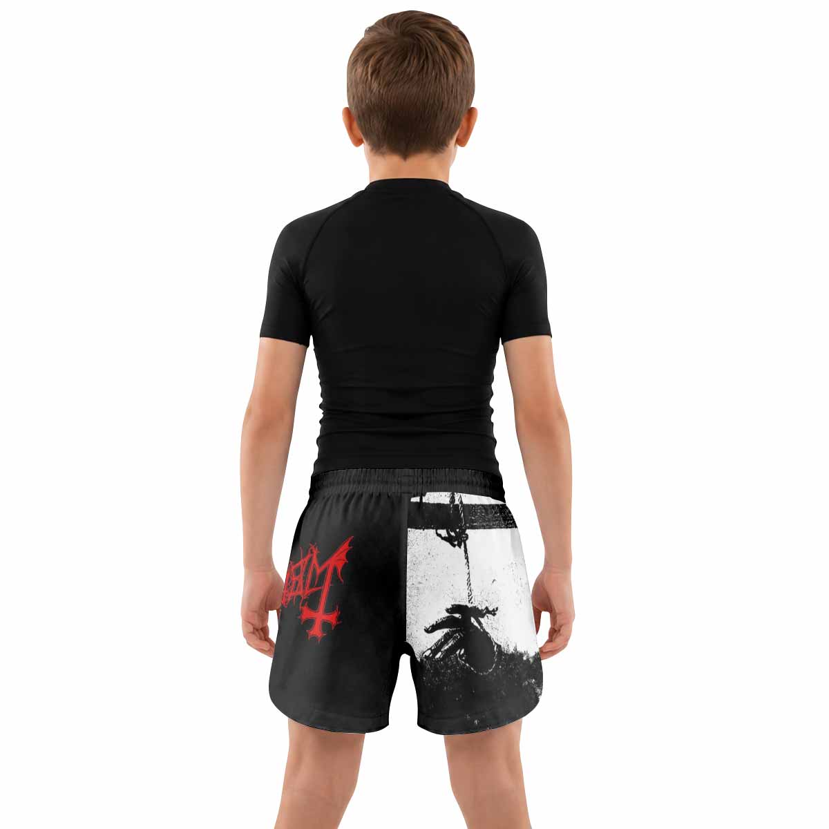 Mayhem Deathcrush No Fun No Core No Mosh No Trends Kids Grappling Shorts - lifestyle