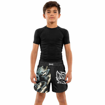 Leviathan A Silhouette in Splinters Kids Grappling Shorts - lifestyle