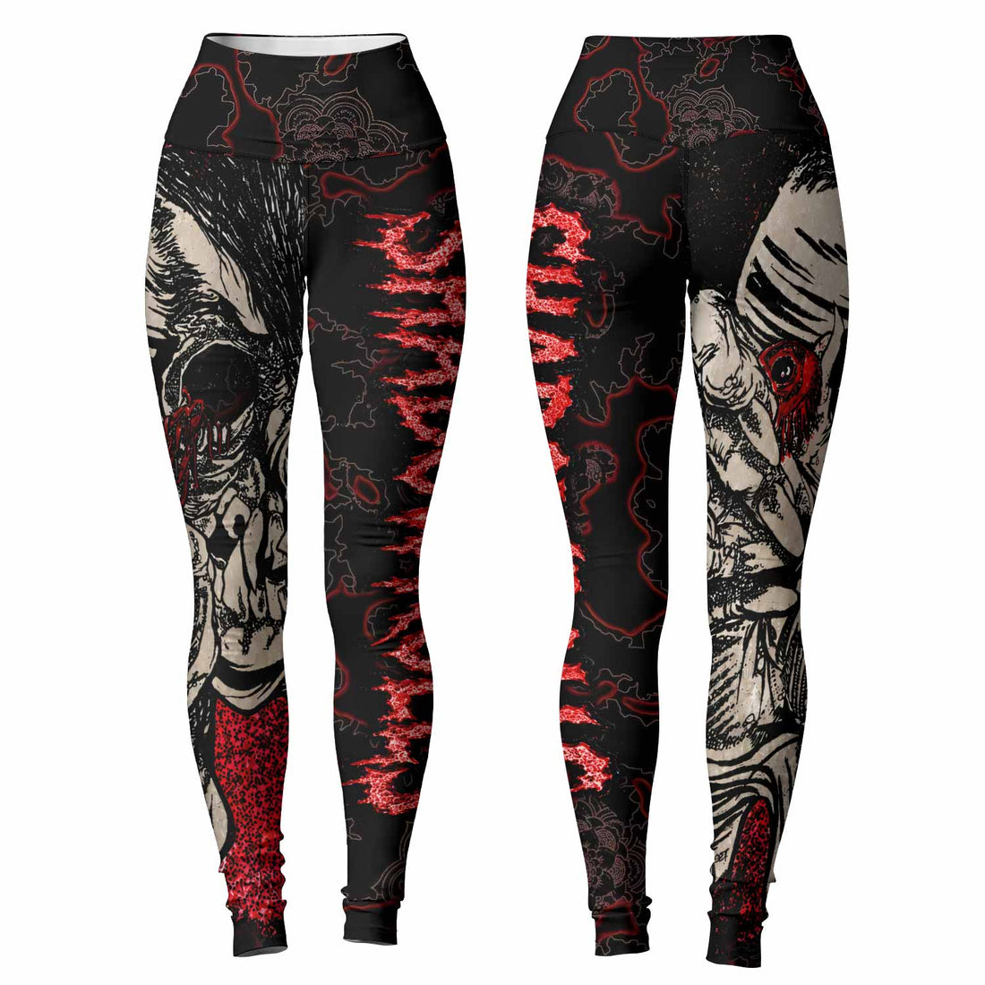 Crimson Hollow Skull Women's Leggings - lifestyle view