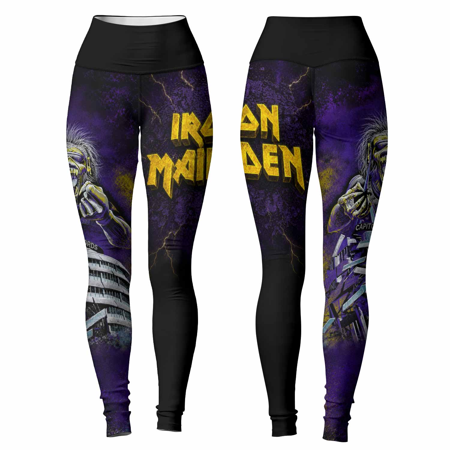 Iron Maiden Capitol Chaos Eddie Women's Leggings - front and back view