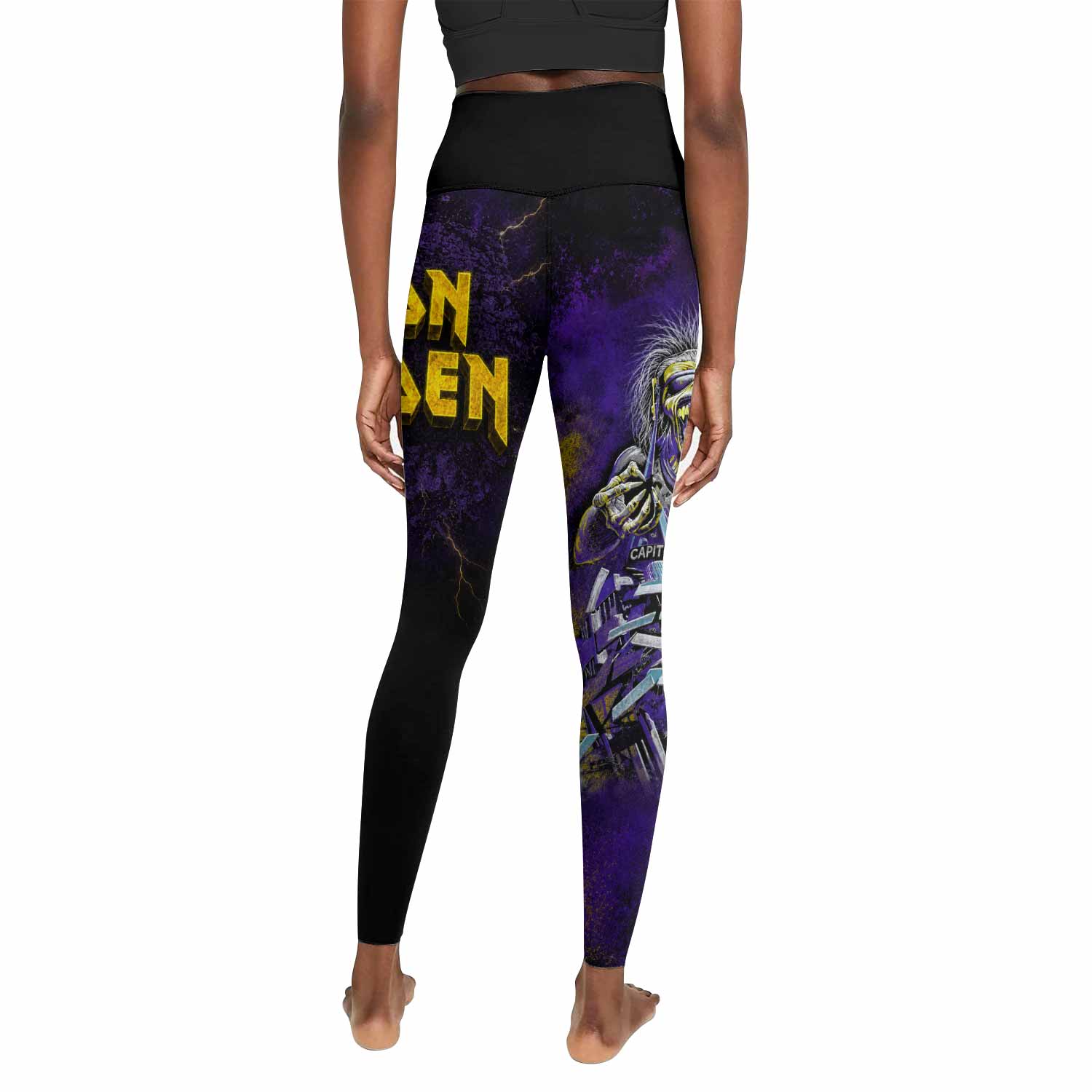 Iron Maiden Capitol Chaos Eddie Women's Leggings - back view mockup