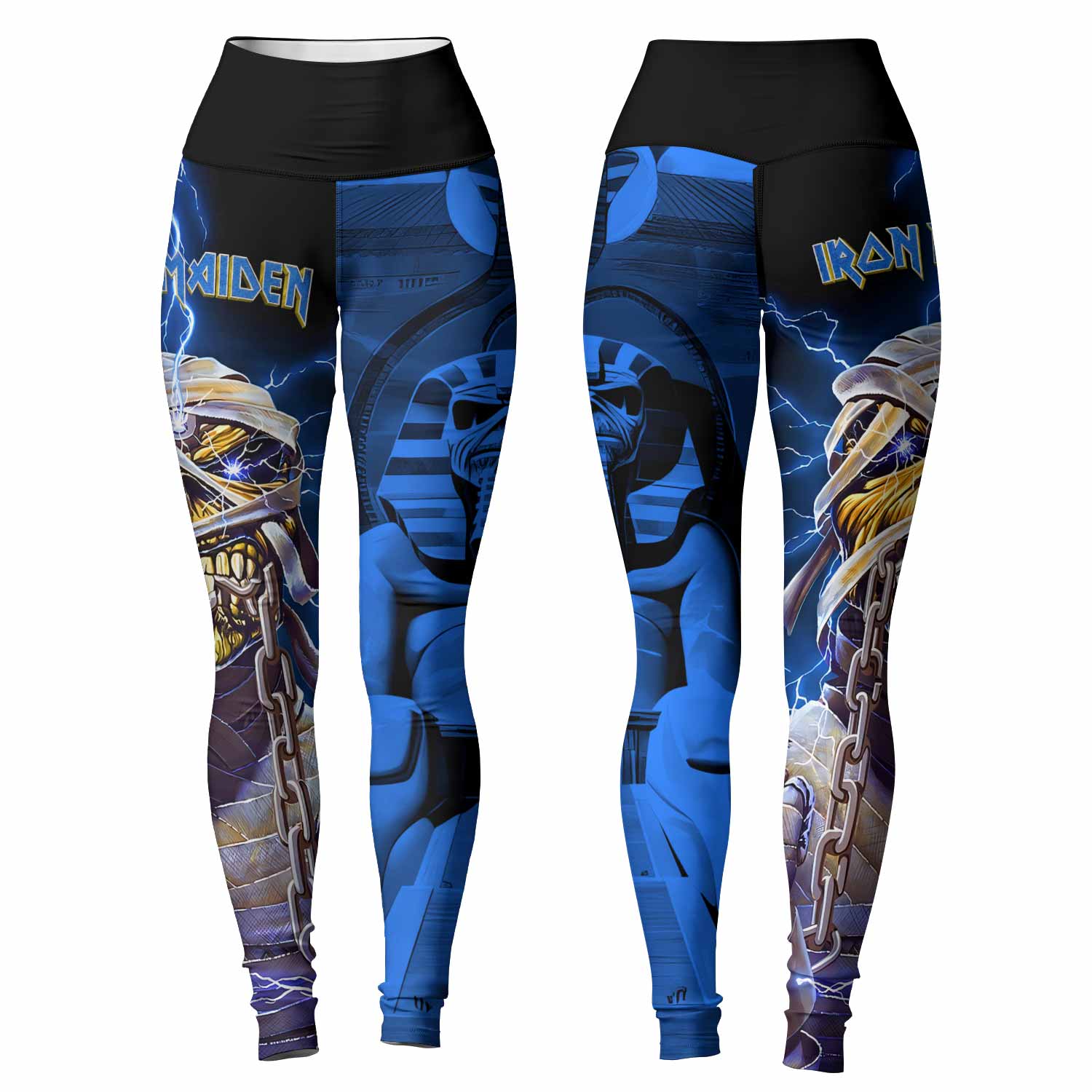 Iron Maiden Powerslave Mummy Eddie Women's Leggings - front and back view
