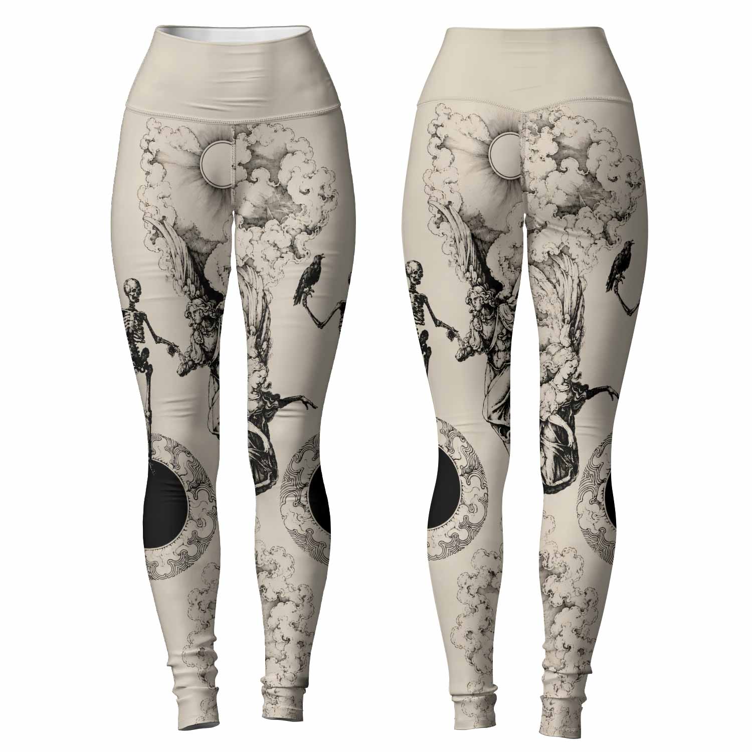 Celestial Memento Mori Women's Leggings - front and back view