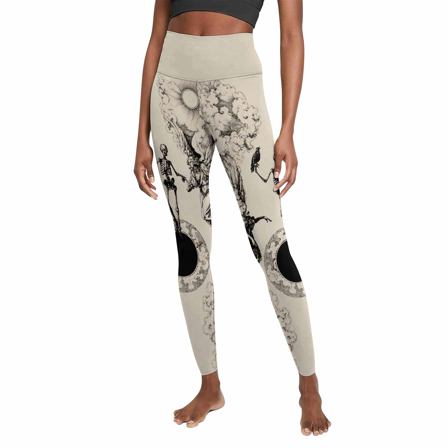 Celestial Memento Mori Women's Leggings - front view mockup