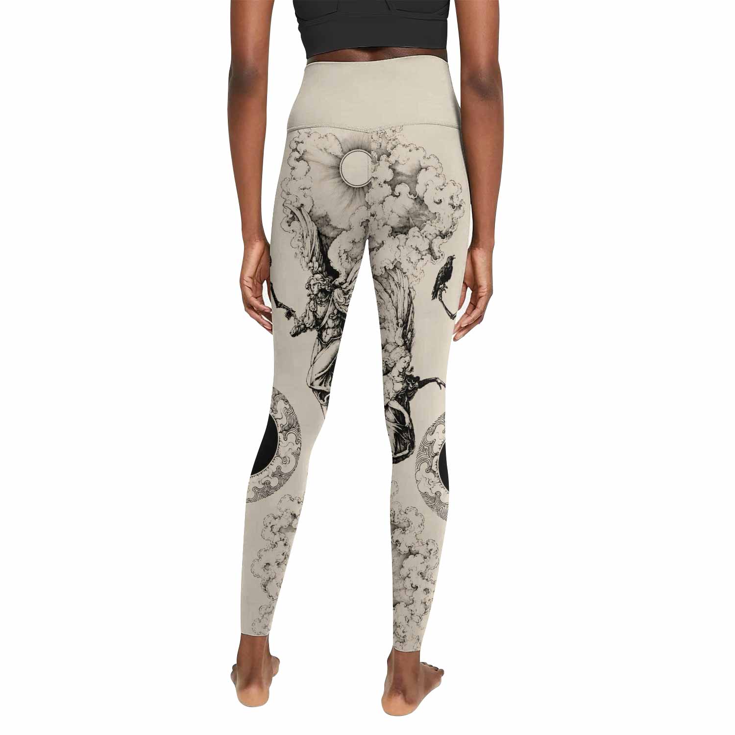 Celestial Memento Mori Women's Leggings - back view mockup