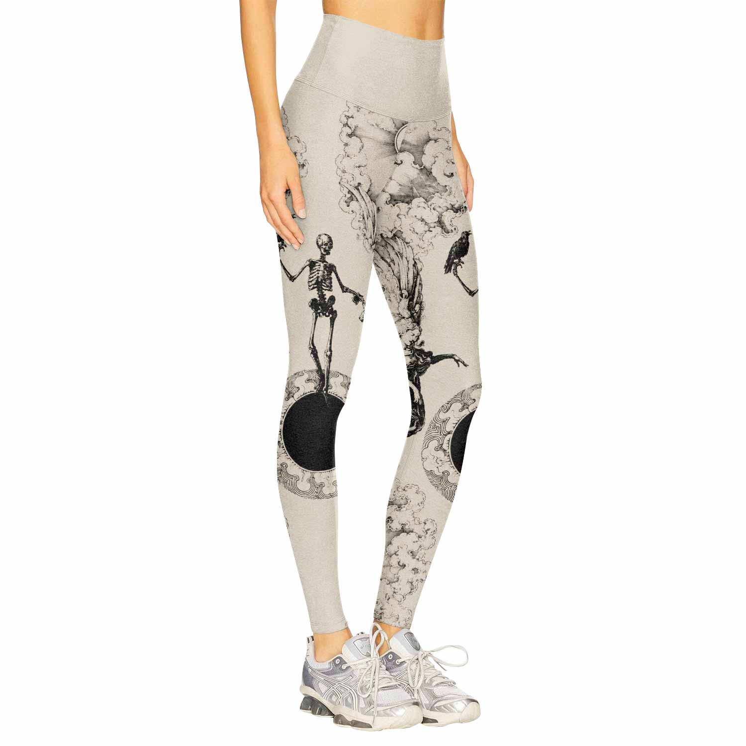 Celestial Memento Mori Women's Leggings - right side mockup