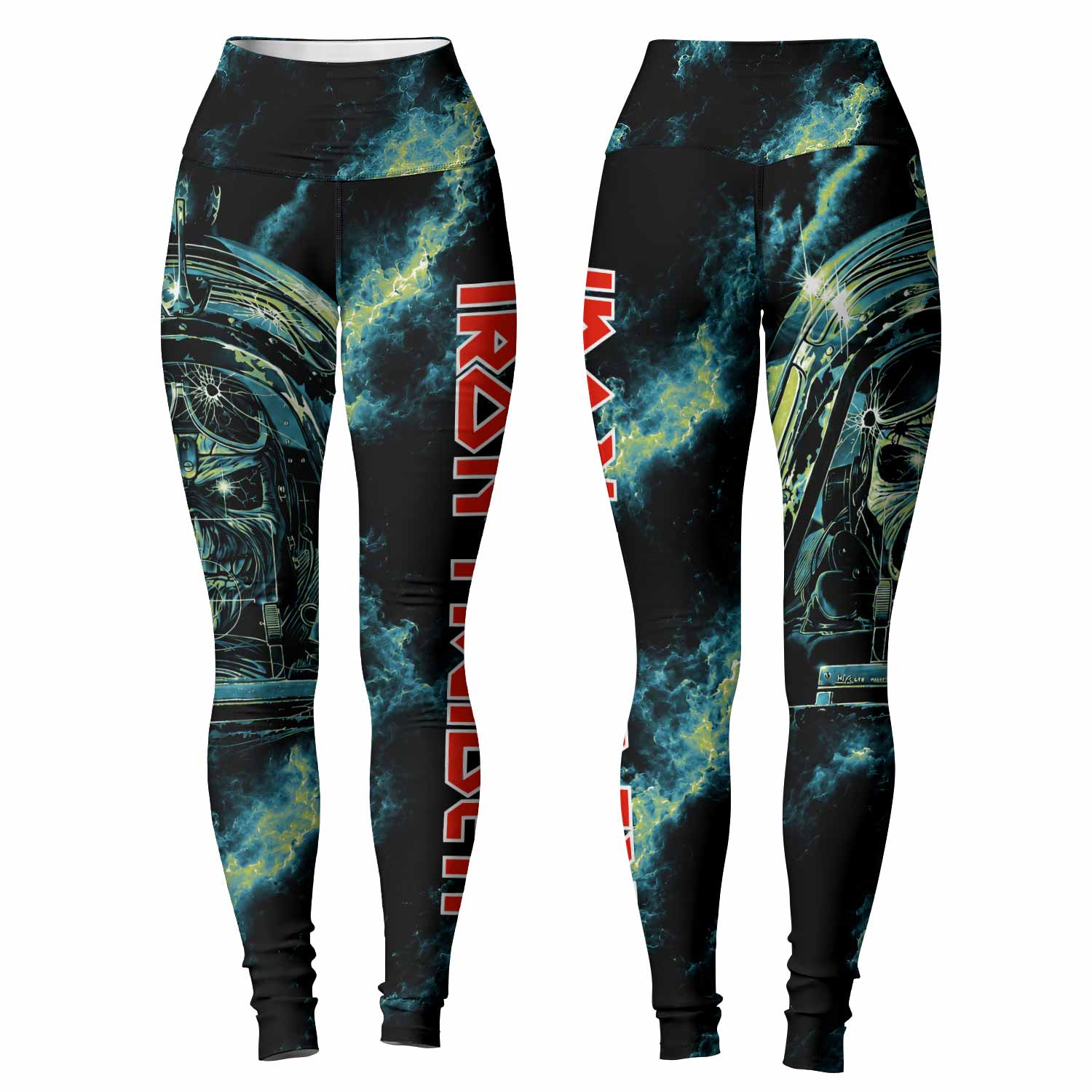 Iron Maiden Aces High Eddie Pilot Women's Leggings - front and back view