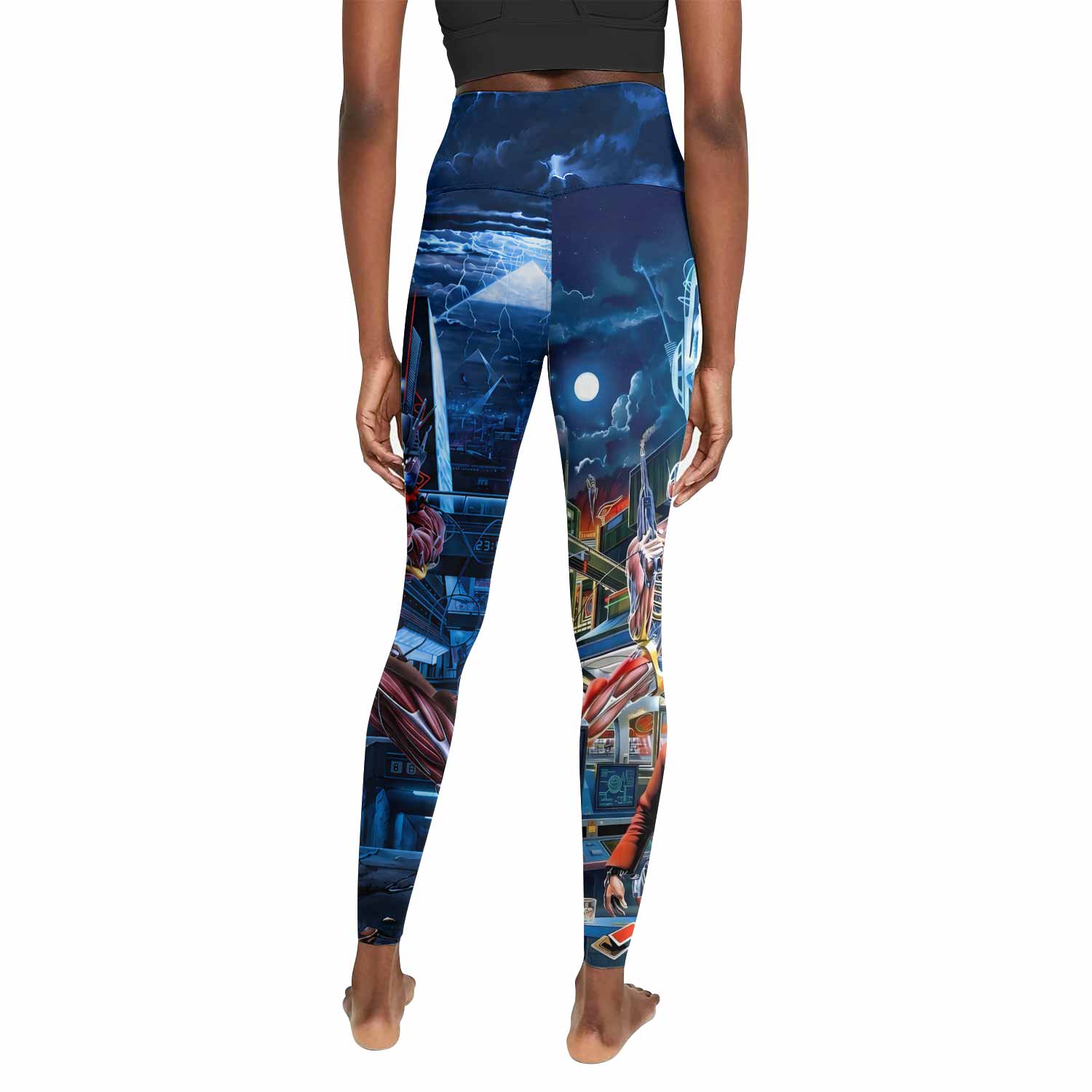Iron Maiden Somewhere in Time Eddie Cyborg Women's Leggings - back view mockup