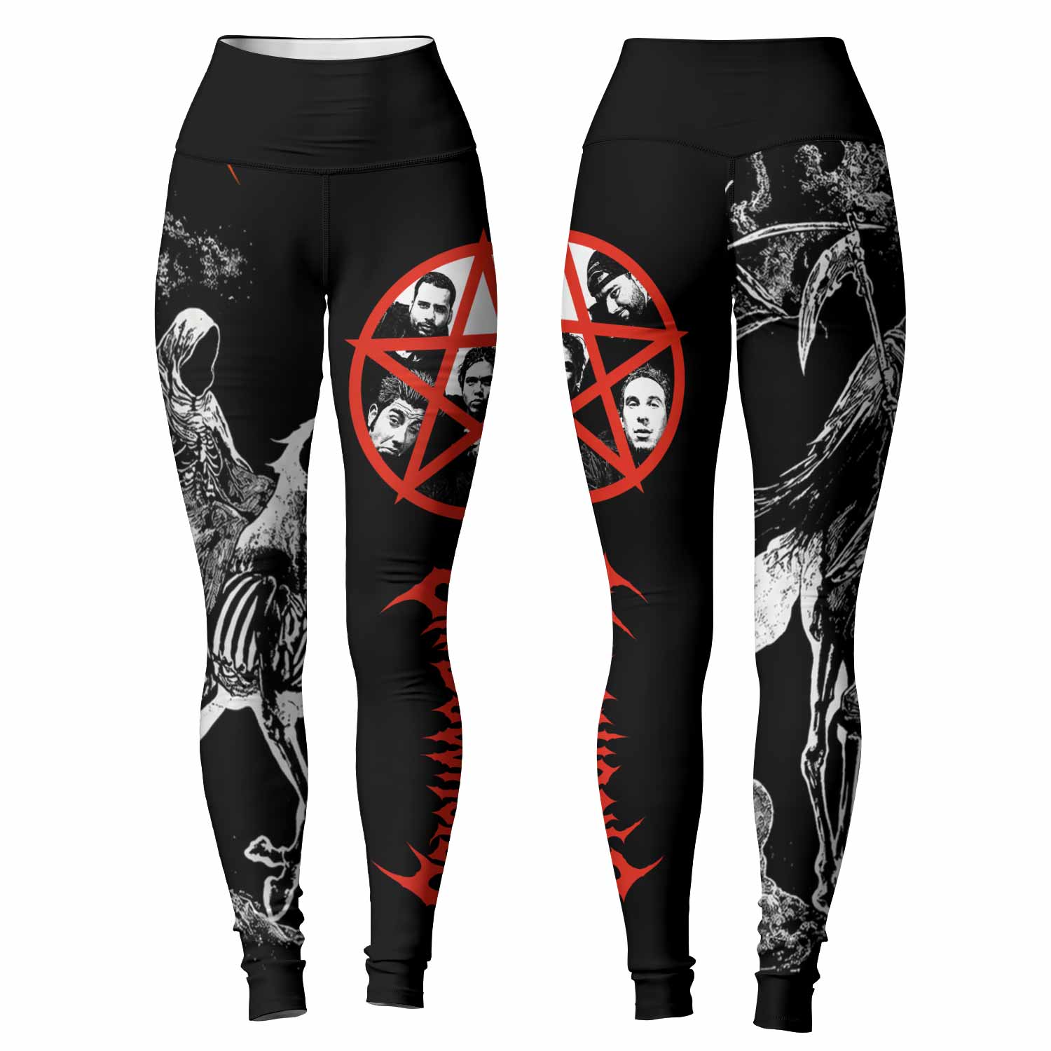 Deftones White Pony Grim Reaper Women's Leggings - front and back view