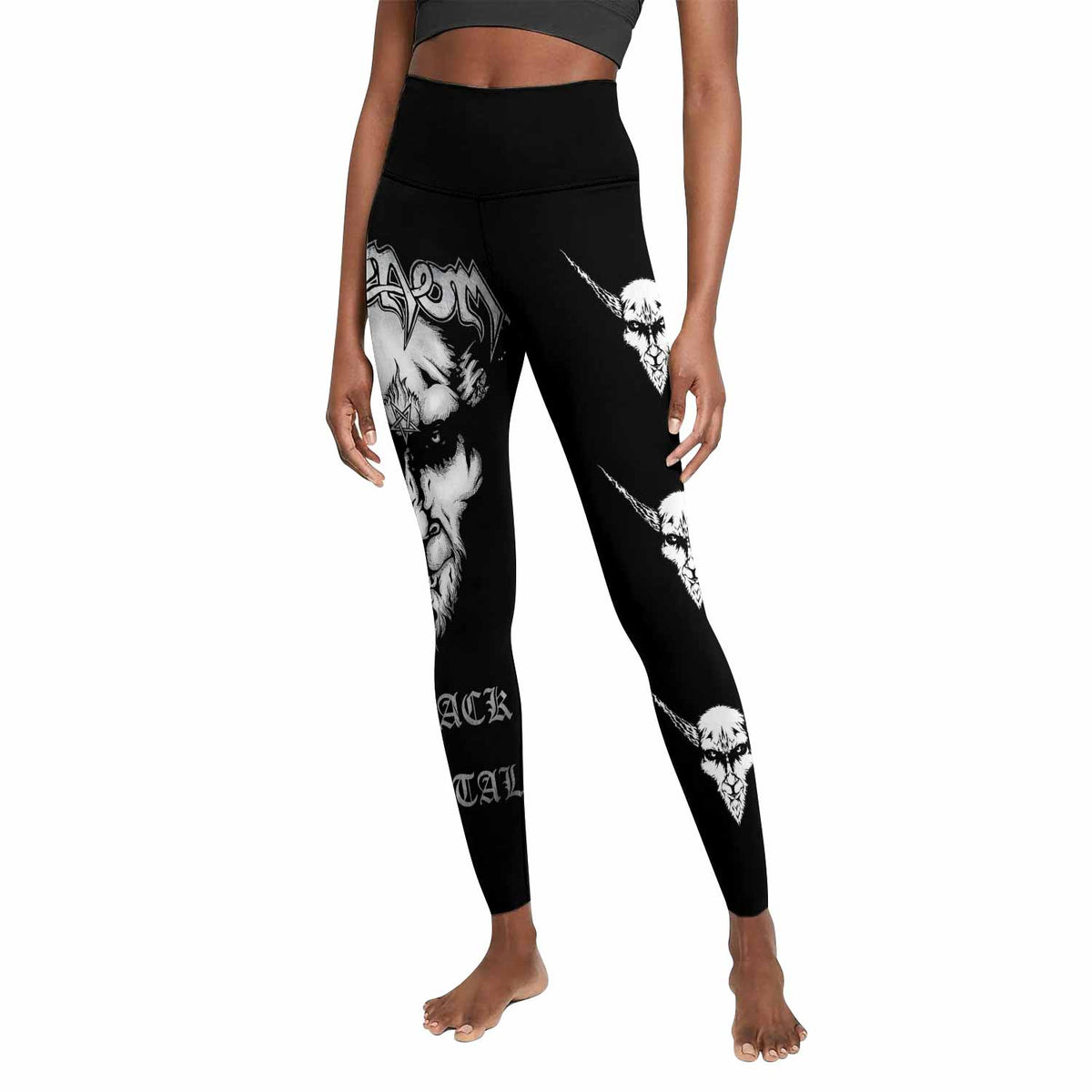 Venom Black Metal Goat Sigil Women's Leggings - front view mockup