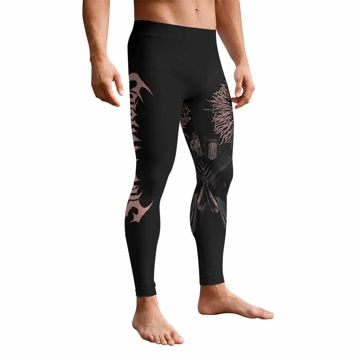 Dark Anointed Men's Leggings - front view mockup
