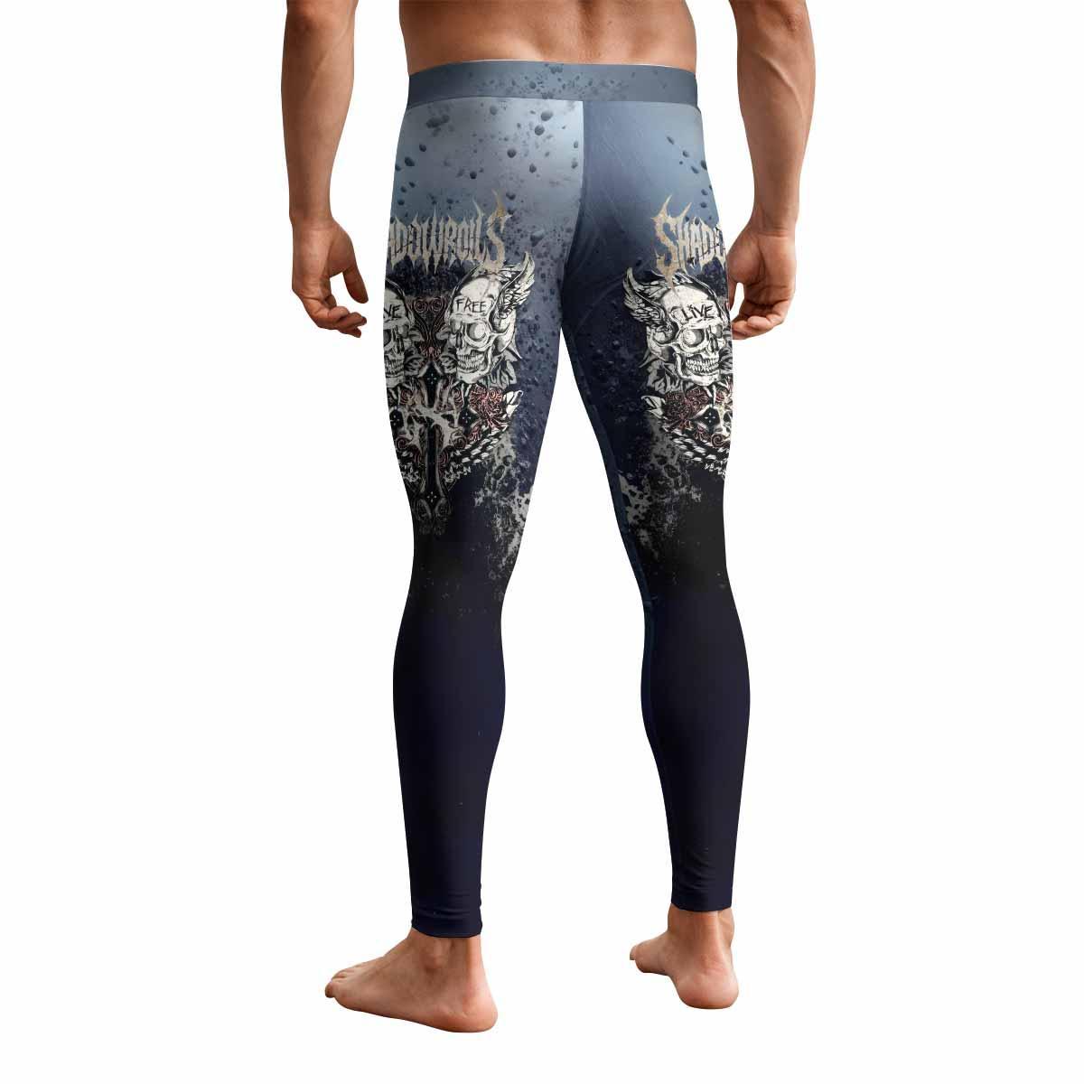 Live Free Warrior Men's Leggings - back view mockup