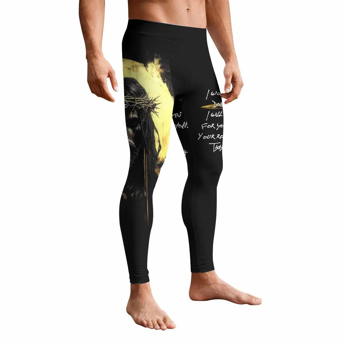 Psalm 23:4 No Evil Shall I Fear Men's Leggings - front view mockup