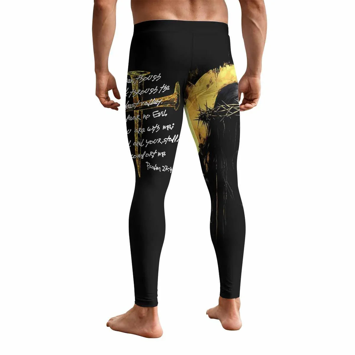 Psalm 23:4 No Evil Shall I Fear Men's Leggings - back view mockup