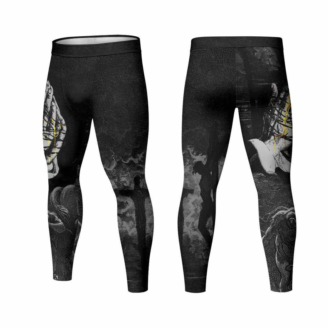 Crucified Grace Men's Leggings - front and back view