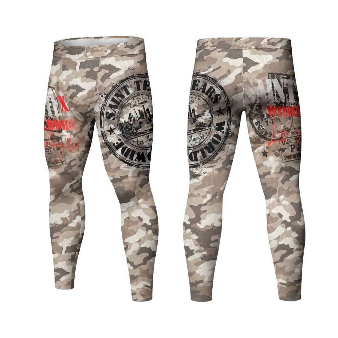Saint Tears Camo Men's Leggings - front and back view