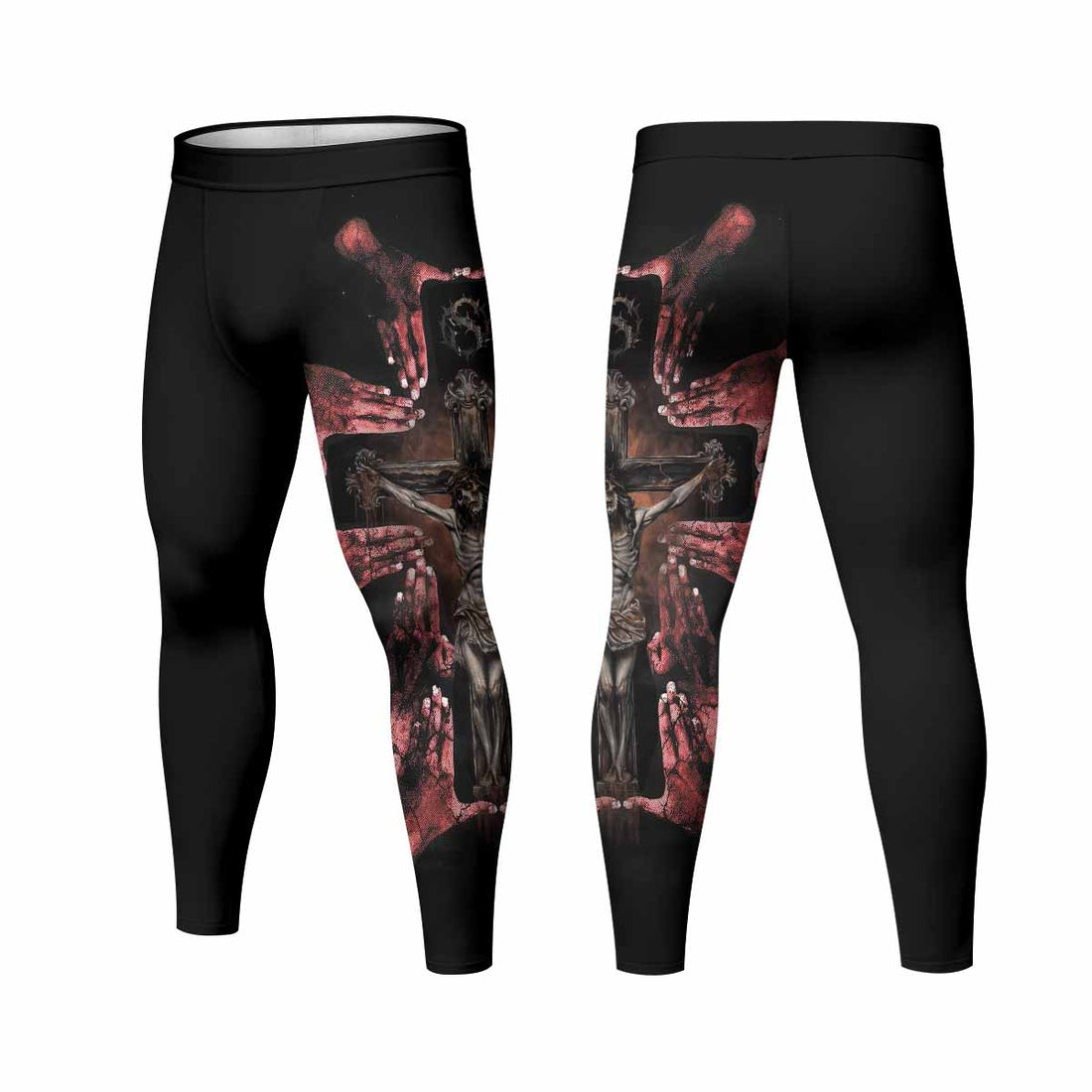 Stigmata Prayer Men's Leggings - front and back view