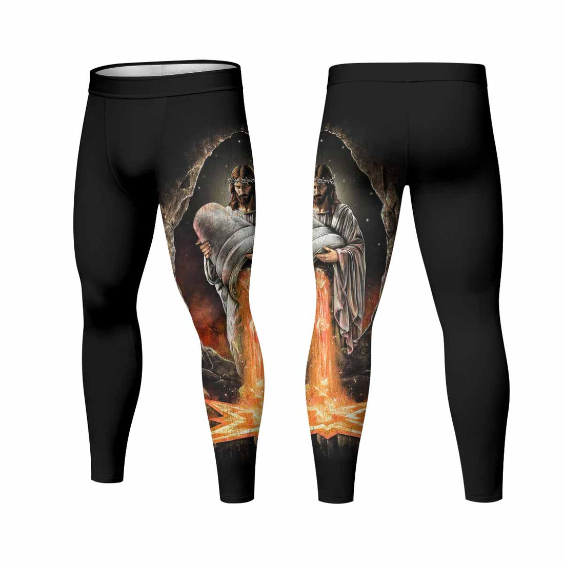 Faith Over Fear Men's Leggings - front and back view