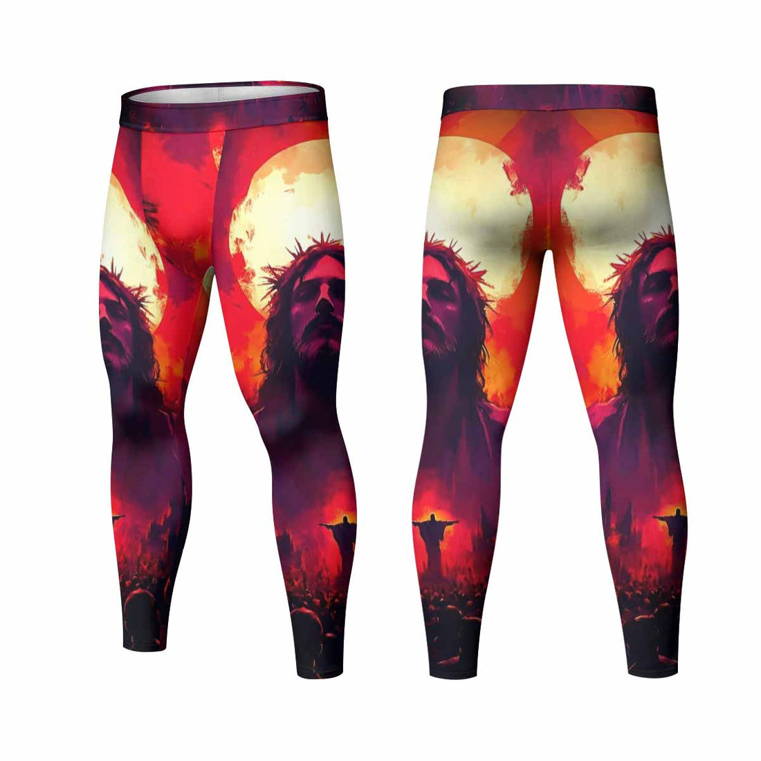 Red Redemption Men's Leggings - front and back view