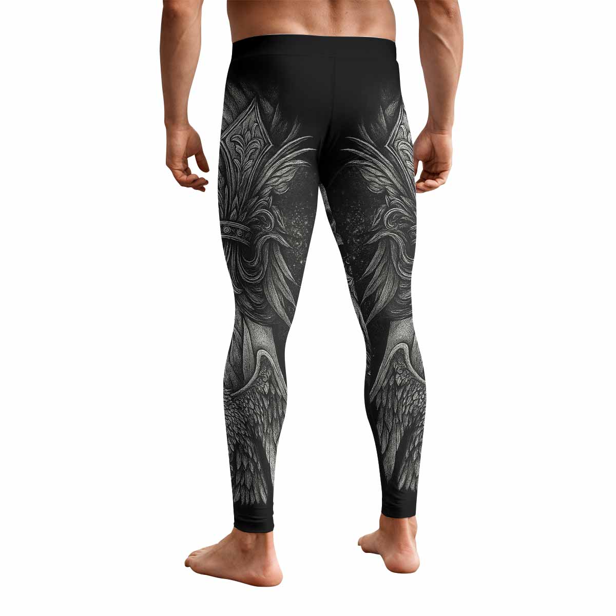 Shadow Silence Men's Leggings - back view mockup