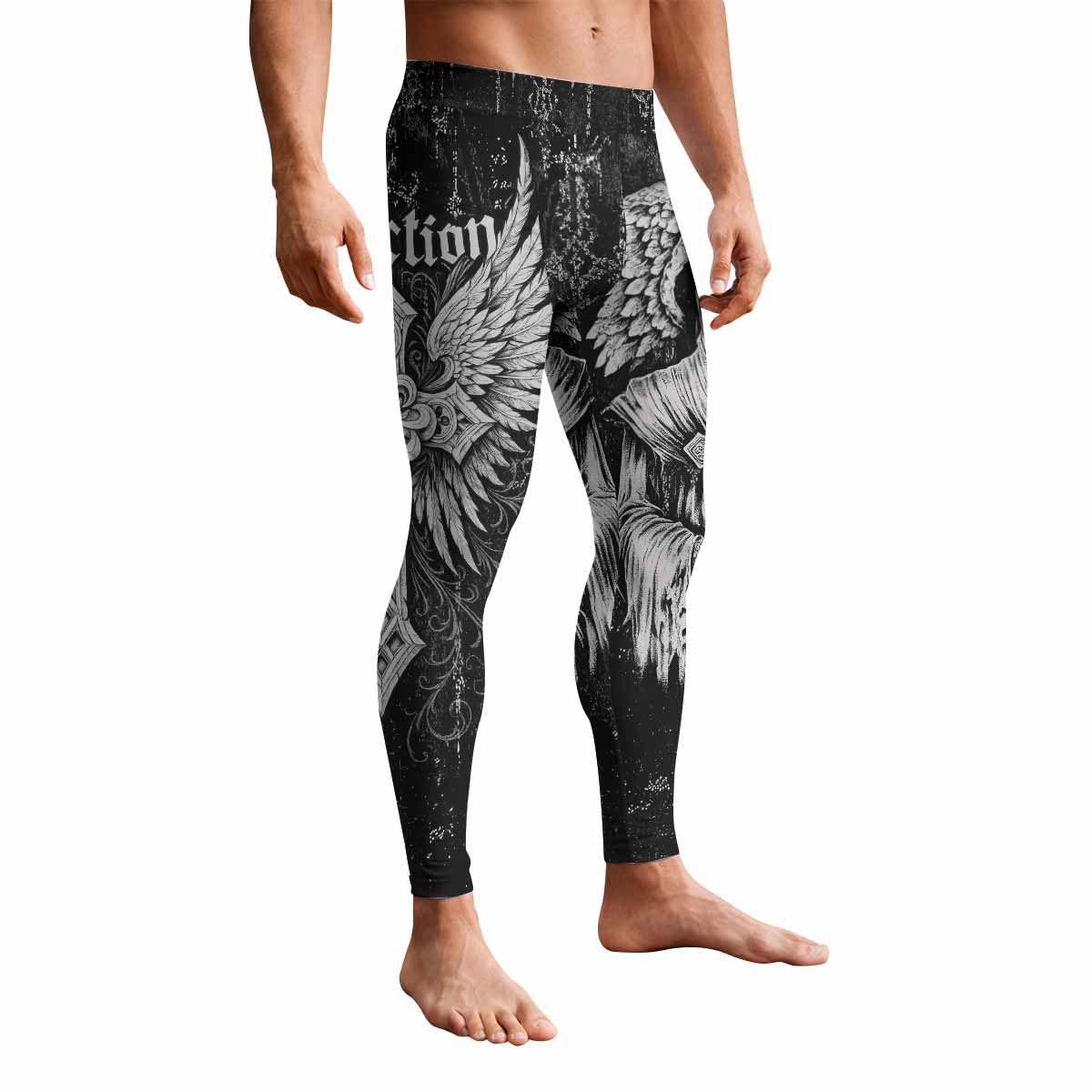 Angel of Death Men's Leggings - front view mockup
