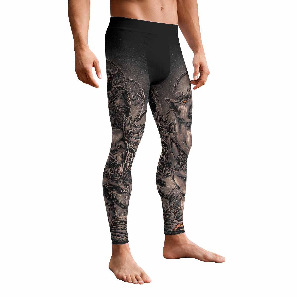 Dark Cerberus Unleashed Men's Leggings - front view mockup