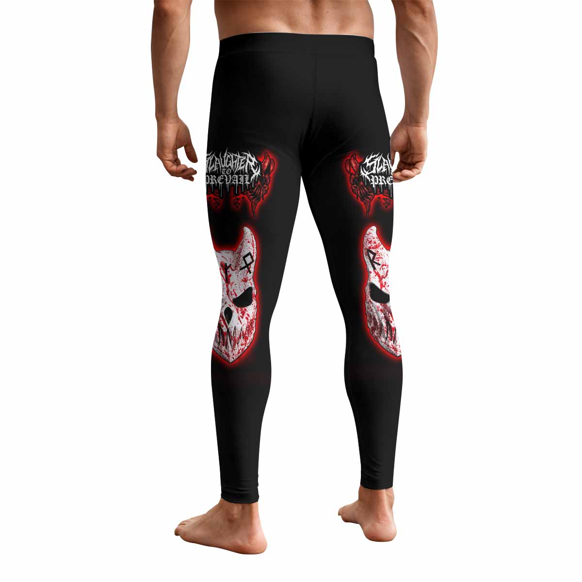 Slaughter to Prevail Men's Leggings - back view mockup