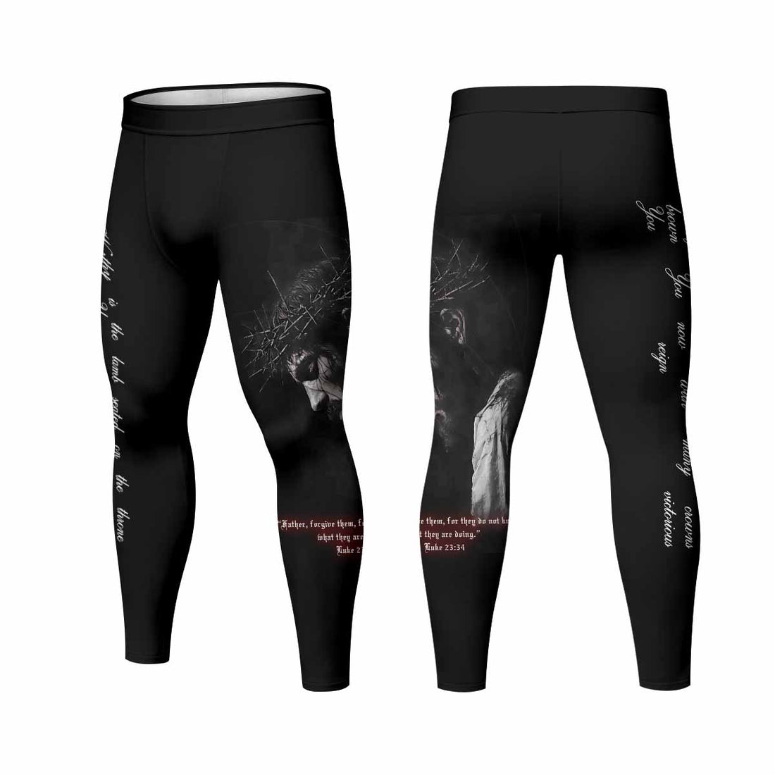 Crucified Silence Men's Leggings - front and back view