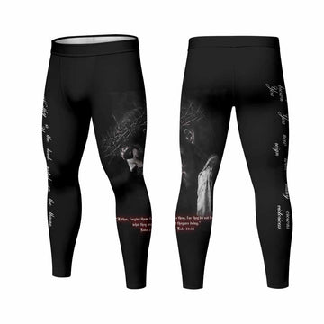 Crucified Silence Men's Leggings - front and back view
