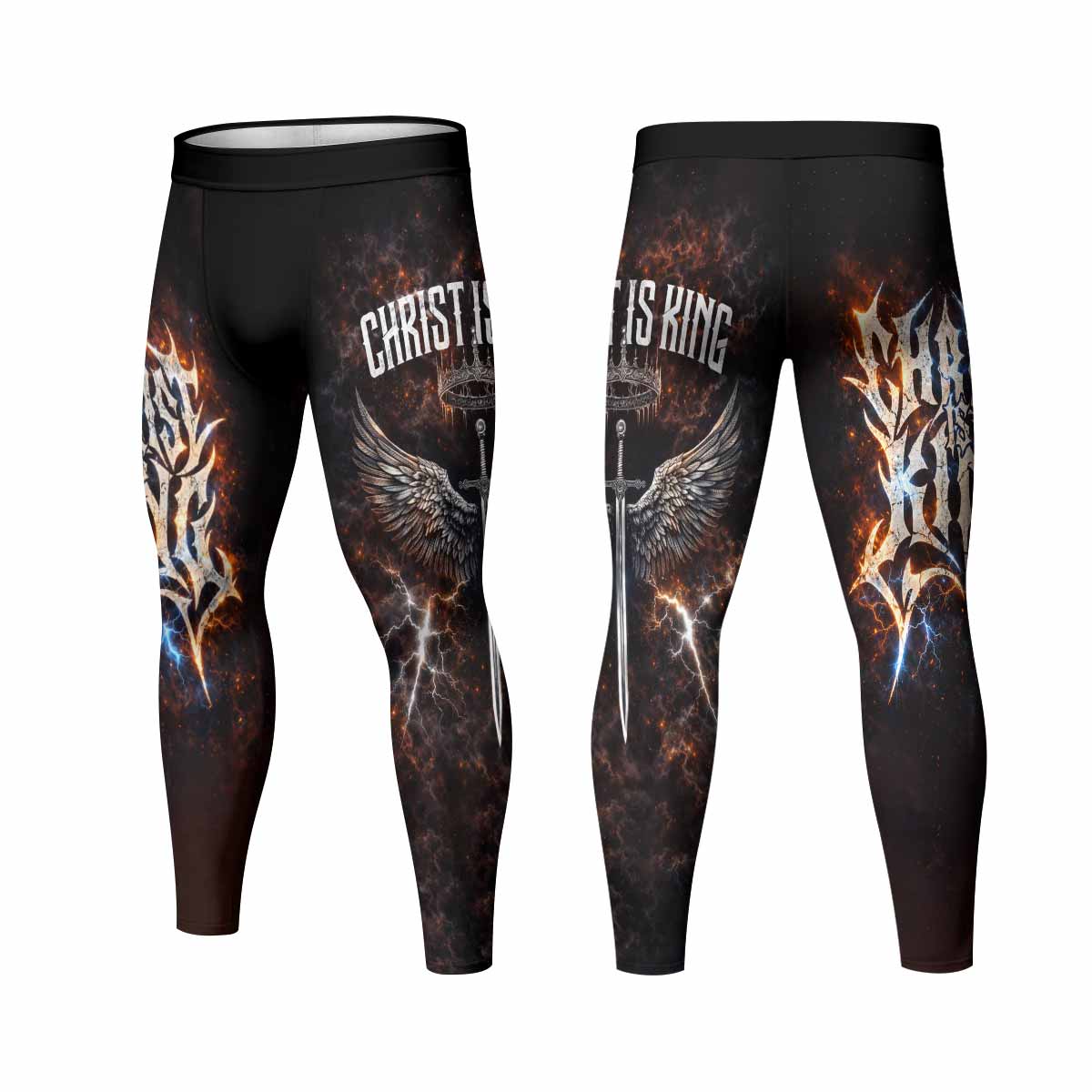 Christ is King Men's Leggings - front and back view