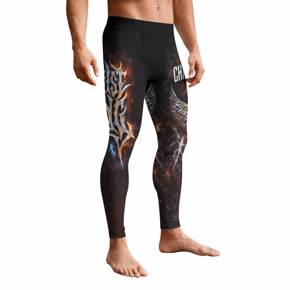 Christ is King Men's Leggings - front view mockup