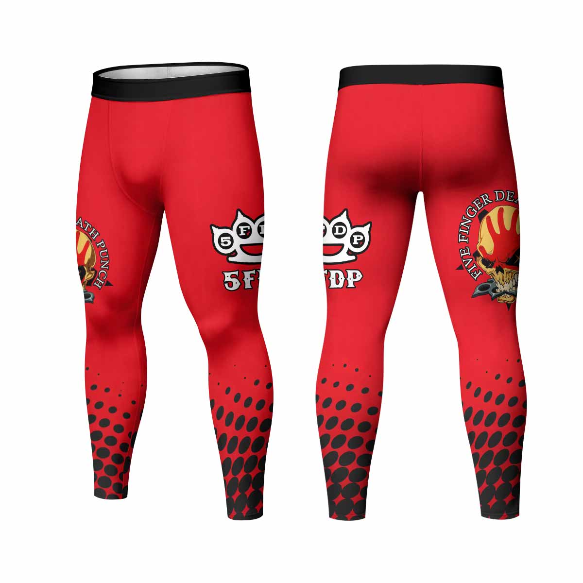 Five Finger Death Punch 5FDP Men's Leggings - front and back view