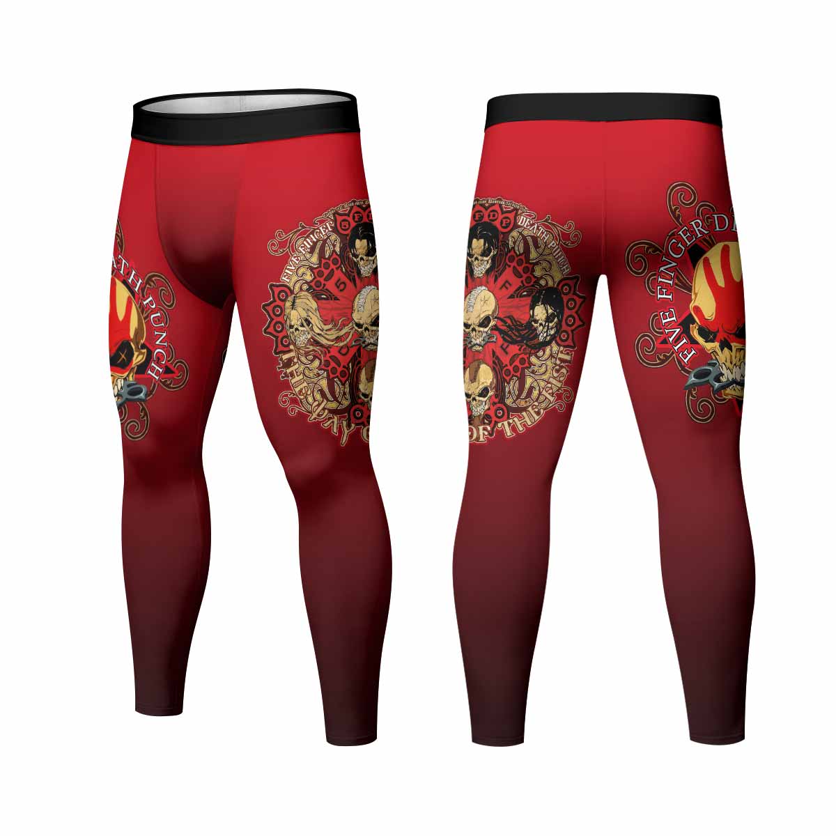 5FDP Five Finger Death Punch Men's Leggings - front and back view