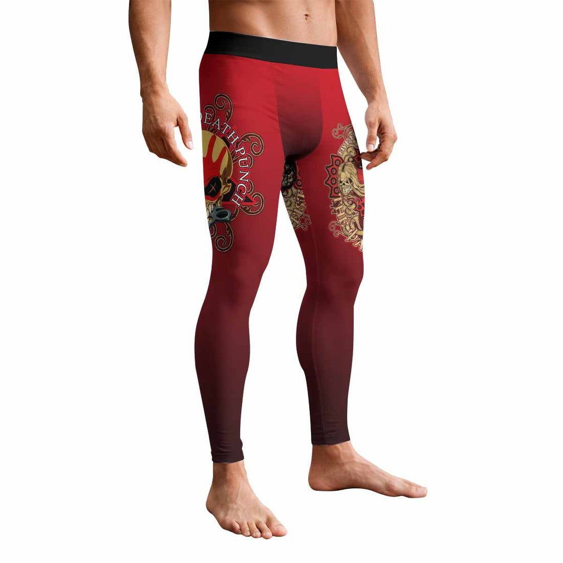 5FDP Five Finger Death Punch Men's Leggings - front and back view